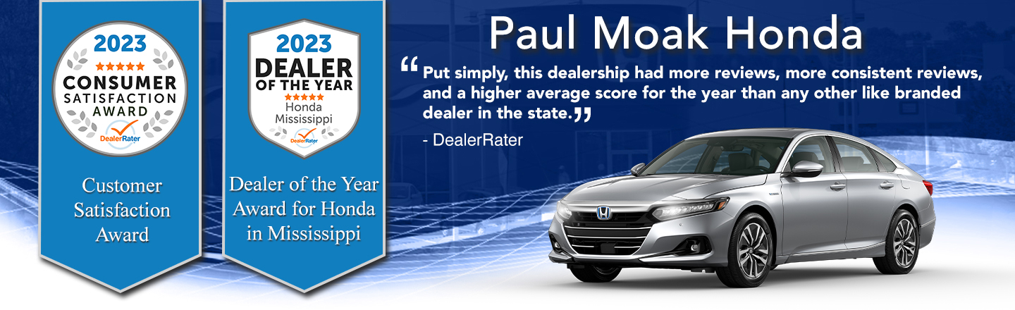 Paul Moak Honda 2023 Dealer Rater Award Winner